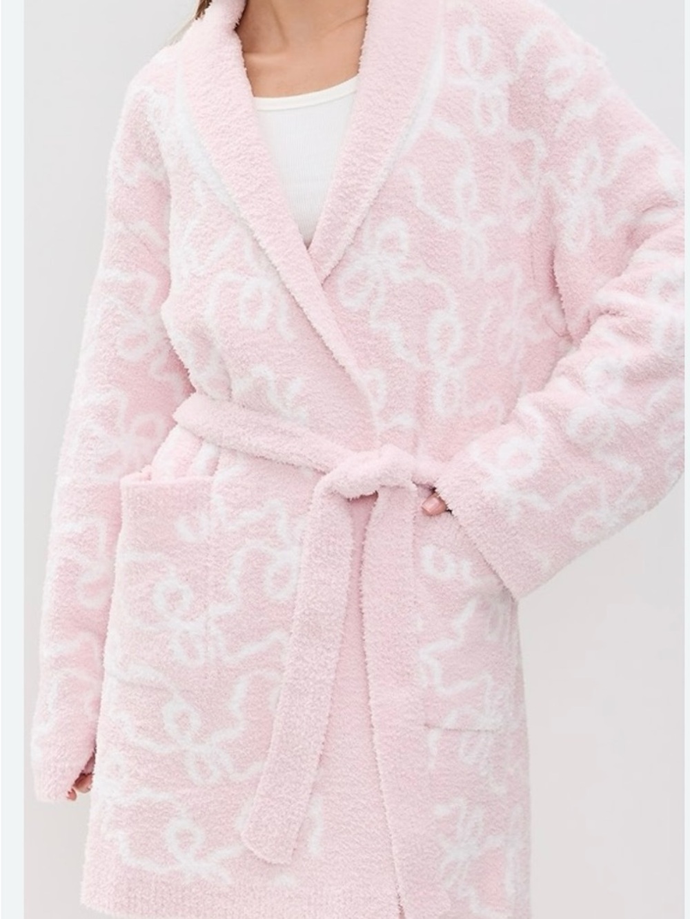 Cupcakes & Cashmere Plush Pink Marled Robe New no Tag Soft Belted